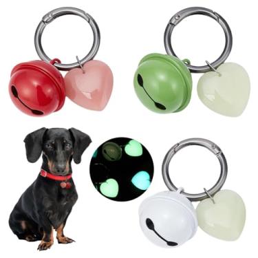 Imagem de NBEADS Conjunto de 3 peças de sinos de coleira de cachorro, sinos brilhantes de 5 cm para cães com fechos de anel de mola de liga de liga para rastreamento, acessórios de coleira para uso interno e