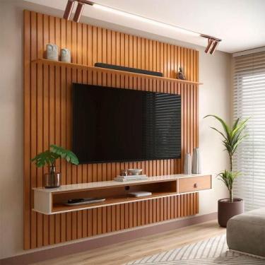 Imagem de Painel para TV até 75 Polegadas Detroit Nature e Off White 220x230 cm 