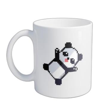 Imagem de Caneca Xícara de Café Porcelana 300ml Com Ilustração de Panda Pixel Art