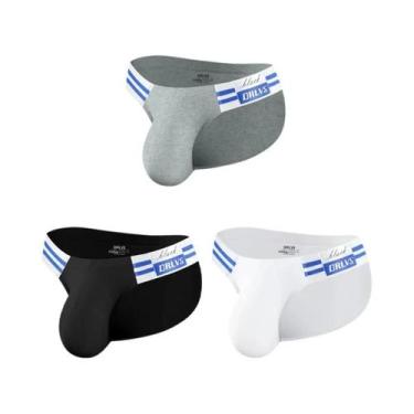 Imagem de Cuecas Masculinas De Algodão Listradas Azul Marinho, Modelo Biquíni Tr