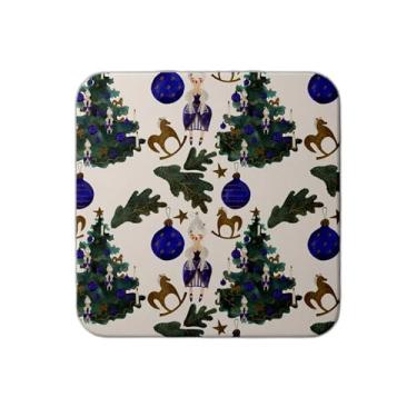 Imagem de Ladrilho Decorativo de Cerâmica Aquarela Natal Árvores e Bonecas