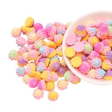 Imagem de GSHLLO 100 peças mini pingente de creme de biscoito pequeno falso chantilly flatback resina doces encantos capa de telefone encantos encantos de geleca realistas sobremesa biscoito modelo enfeite para