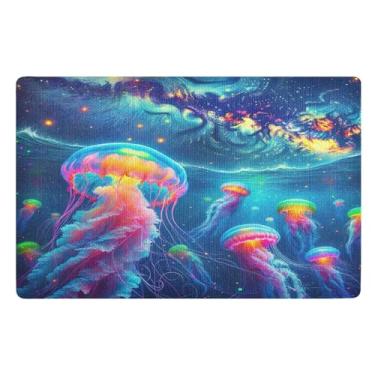 Imagem de Joisal Tapete colorido de água-viva para entrada ao ar livre tapete de boas-vindas durável, tapetes de entrada internos 81 x 50 cm