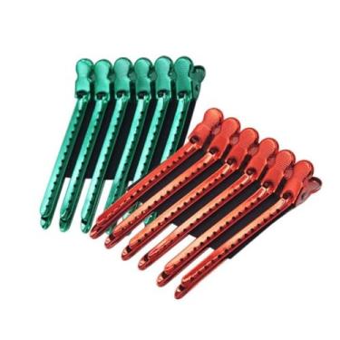 Imagem de Conjunto de grampos de cabelo inoxidável para salão de beleza, pacote com 12 ferramentas de corte fáceis de abrir e sem marcas projetadas para um estilo profissional suave em verde