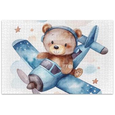 Imagem de Quebra-cabeças de urso fofo voando 1000 peças para adultos, amigos, família, jogos, presentes, quebra-cabeças divertidos, brinquedo, arte