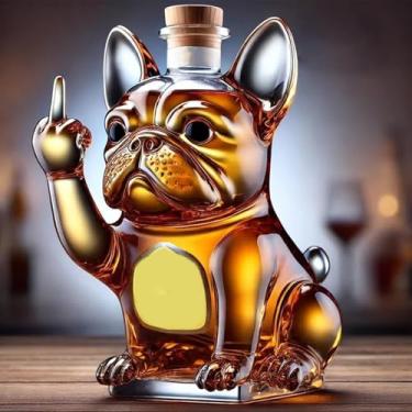 Imagem de Garrafa de uísque French Bulldog de 283 g divertida em forma de cachorro criativo decantador de vinho tinto copos de degustação de uísque presentes para casa para amantes de uísque, homens e mulheres