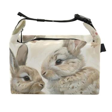 Imagem de TSENQUE Spring Bunnies Lancheira Coelho da Páscoa para Mulheres Lancheira com Alça de Ombro Lancheira para Trabalho Adultos Rosa Linda Bolsa Isolada para Trabalho
