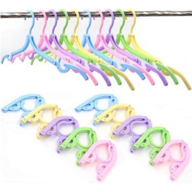 Imagem de Kit com 6 Cabides dobráveis retráteis para viagens e organização de guarda roupas