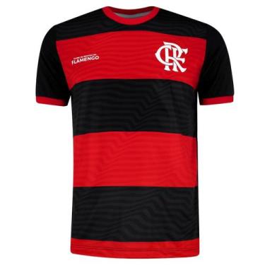 Imagem de Camiseta Flamengo Listrada Vermelho Preto Masculina - Braziline, Preto