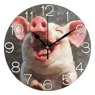 Imagem de GAIGEO Relógio de parede analógico decorativo relógio de cozinha rústico funky alimentado por bateria, decoração de parede moderna sala de estar fofo rosa vívido, 25 cm, ponteiros pretos