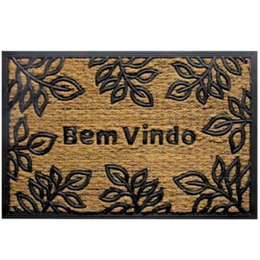 Imagem de Capacho 40x60 Porta Entrada Casa Tapete Com Base Antiderrapante Escritório Base Emborrachada(Folhas)