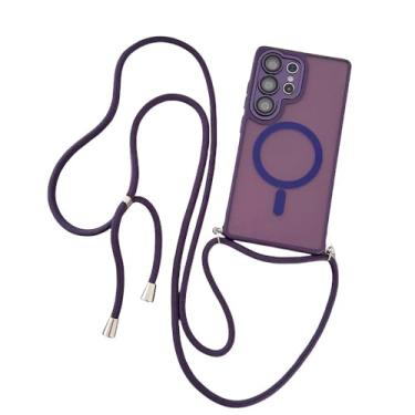 Imagem de Cordão ajustável com cordão para carregamento sem fio e capa protetora de lente para Samsung S25 S23 S24 Ultra S22 Plus, roxo escuro, para S25