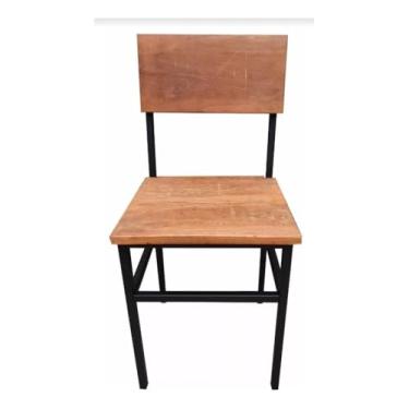 Imagem de Banco Cadeira Ferro Resistente Madeira Industrial Cadeira Para Sala Balcão Bancada