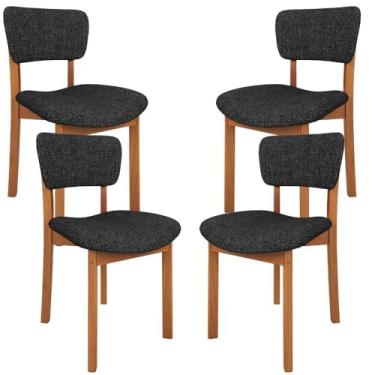 Imagem de Kit 04 Cadeiras Para Sala de Jantar Cozinha Living Estofada Dara L02 Linho Chumbo - Lyam Decor