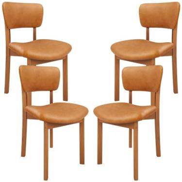 Imagem de Kit 04 Cadeiras Para Sala de Jantar Cozinha Living Estofada Dara L02 Couríssimo Whisky - Lyam Decor
