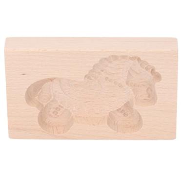 Imagem de GLOGLOW Molde Animal do Biscoito do Cortador de Biscoito, Carimbo da Imprensa de Madeira de Faia para Assar Biscoitos e Produtos de Cozimento Pão de Gengibre (Cavalo de Tróia)