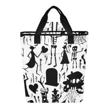 Imagem de Joitme Mochila térmica de animais esqueletos de Halloween à prova d'água 36 latas térmica sacos de mercearia isolados 34 x 15 x 40 cm