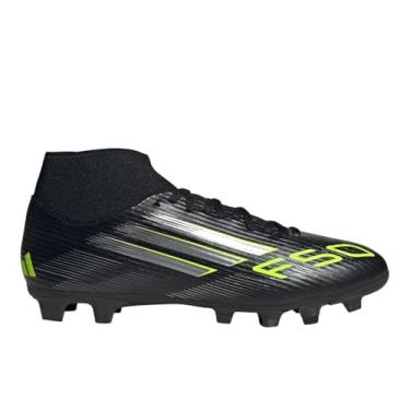 Imagem de adidas Tênis unissex adulto F50 Club Firme/Multi Ground Cleats, Preto/ferro metálico/limão lúcido, 11.5 Women/10.5 Men