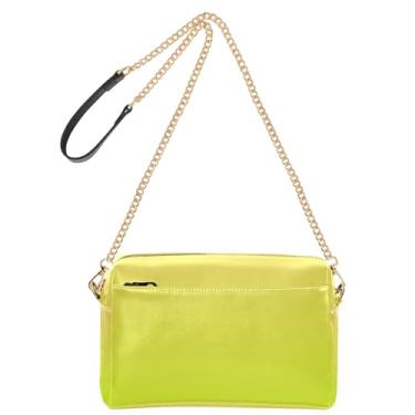 Imagem de Joitme Bolsa transversal feminina bolsa para celular alça de corrente couro PU bolsa de ombro amarelo claro lima gradiente