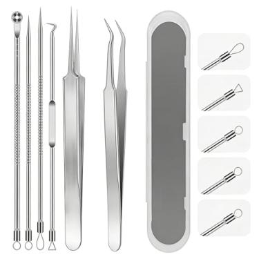 Imagem de Kit de ferramentas de remoção de cravos de 5 peças – Conjunto de extrator de manchas de aço inoxidável com estojo portátil