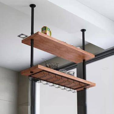 Imagem de Prateleiras de garrafa de vinho montadas no teto bar prateleira de armazenamento de cozinha prateleiras flutuantes prateleiras organizadoras grandes prateleiras de exibição de decoração de casa, 3 cm