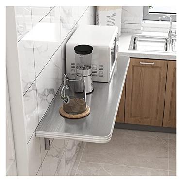 Imagem de Mesa de parede dobrável de parede bancada de trabalho resistente para escritório em casa/bar doméstico/cozinha e sala de jantar economia de espaço (prata 70 x 30 cm)