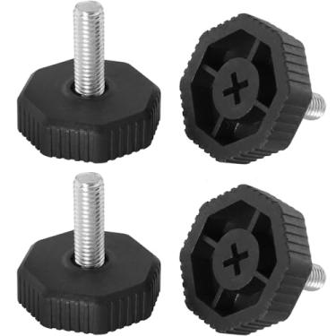 Imagem de LUORNG 4 peças M8 pés de nivelamento de móveis ajustáveis 25 mm 2,5 cm comprimento da rosca base hexagonal 36 mm diâmetro fácil instalação armário de exibição pés niveladores para cadeiras, armários e