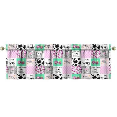 Imagem de mvhsuoem 1 peça de cortina de cozinha de vaca para janelas de cozinha, cortinas de arte de fazenda, decoração sobre a pia, 45,7 x 137,2 cm