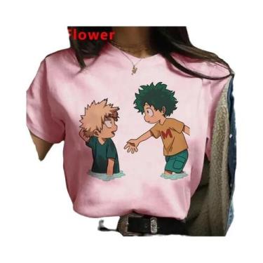 Imagem de Camiseta Branca Feminina My Hero Academia Bakugou Harajuku Kawaii Top 
