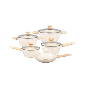 Imagem de Jogo de Panelas Cerâmica 5 Peças Baccani Indução Creme