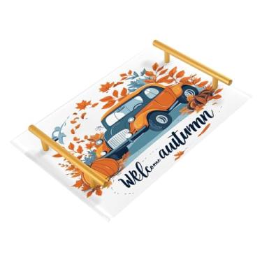 Imagem de xigua Bandeja de banheiro de abóboras de outono com alças bandeja de servir antiderrapante para mesa de centro, organizador de bancada de cabeceira bandeja de decoração de acrílico para decoração de