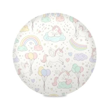 Imagem de Wassud Jogo americano pastel cavalo sonhos tapetes de mesa redondos para cozinha e jantar tapetes laváveis resistentes ao calor decoração de mesa 39 cm