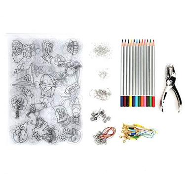 Imagem de Folha termorretrátil de artesanato faça você mesmo, ferramenta de qualidade premium, suprimentos de artesanato para fazer joias, chaveiros, brincos, 6 peças, kit de filme retrátil