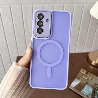 Imagem de Capa de luxo fosca com carregamento sem fio magnético para Samsung Galaxy S25 Ultra S24 Fe S23 Plus A56 A36 A26 A17 A07 (para S24 Ultra/Roxo Claro)