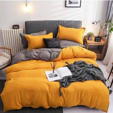 Imagem de Jogo De Cama Casal Comum Completo 7 Peças Amarelo Decor