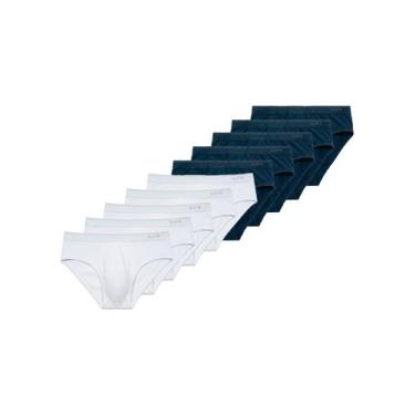 Imagem de Kit com 10 Cuecas Slip Lupo 485-003 Colorido, Branco, M