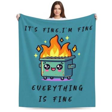 Imagem de Cobertor de cadeira de escritório de bombeiros de apoio emocional, presentes engraçados de escritório para colegas de trabalho Boss It's Fine I'm Fine Everything is Fine Green Cobertor macio 152 cm x