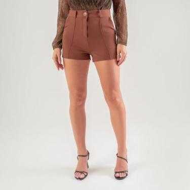 Imagem de Shorts susie com nervura feminino - Susie Modas, Marrom, P, 10 unidade