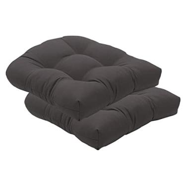 Imagem de WeiLaiKeQi Almofada de Assento Tufada, para Pátio, Almofada de Chão Tatami para Casa E Jardim, 48 Cm X 48 Cm, Pacote com 2 Unidades, Cinza escuro