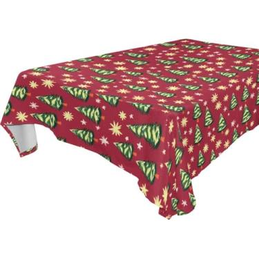 Imagem de Blueangle Toalha de mesa para árvore de Natal – Toalha de mesa quadrada de poliéster impermeável e resistente a manchas para ambientes internos e externos, 137 x 137 cm (324)