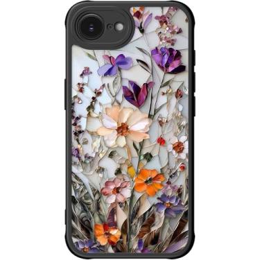 Imagem de DEENAKIN Capa para iPhone 16e fofa, capa rígida floral estética, compatível com Magsafe, capa protetora fina moderna exclusiva retrô coquete ocidental para mulheres e meninas, veias florais