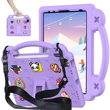 Imagem de Billionn Capa à prova de choque compatível com iPad 10ª geração, modelo 2022, capa infantil DIY com suporte para lápis/alça/suporte/alça de ombro/protetor de tela, roxo claro