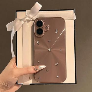 Imagem de HTVJFX Capa protetora de lente com glitter para iPhone 15Pro, capa macia à prova de choque, capa Aurora Shell (para iPhone 15Pro/Marrom)