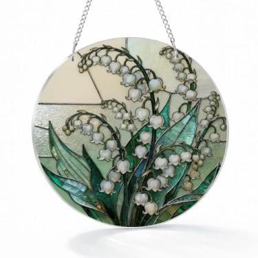 Imagem de Apanhador solar de acrílico para pendurar na janela, flor de lírio do vale, para portas de janela, decoração de casa, Natal, Dia de Ação de Graças, presente de aniversário para mulheres e homens