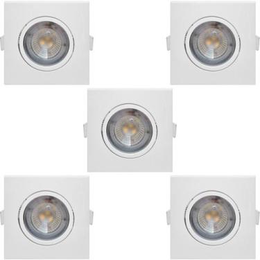 Imagem de KIT 5 SPOT LED QUADRADO DIRECIONAVEL EMBUTIR 5W BRANCO NEUTRO 4000k DE