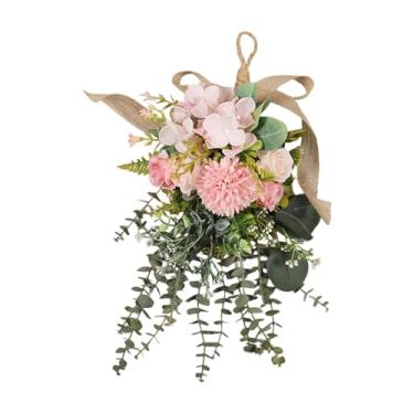 Imagem de oshhni Guirlanda floral artificial em formato de lágrima, ideal para decoração de restaurantes, presentes, paredes, lareiras e casas de campo, Rosa