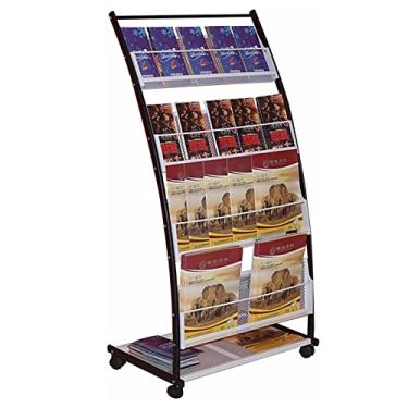 Imagem de ZDJZMGZ Suporte de jornal, suporte de revistas de chão, organizadores de suporte de revistas de 5 níveis, suporte para salas de exibição de escritórios para armazenamento de arquivos