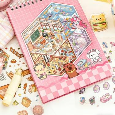 Imagem de Livro de adesivos de mini cena 3D divertido, adesivos de arte fofos, livro de cenas 4D de terapia para adultos e crianças, alívio da ansiedade e atividades de vínculo familiar, alívio do estresse