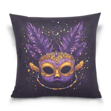 Imagem de Blueangle Capas de almofada de máscara de carnaval de carnaval - 50 x 50 cm, decoração de férias de fazenda para sofá de casa (480)
