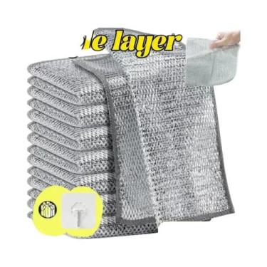 Imagem de Pano De Prato De Tecido Prateado Dupla Face Absorvente Para Remoção De